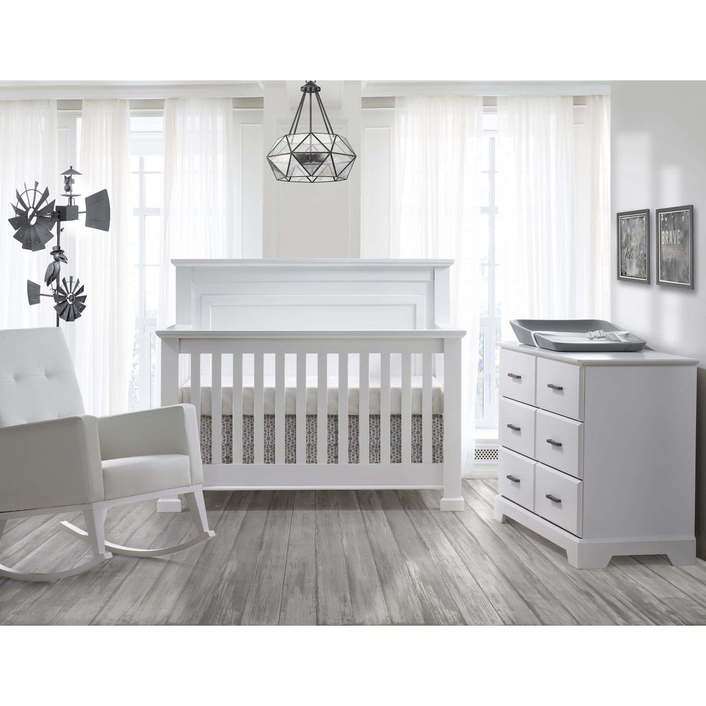 Natart Taylor 5-in-1 Convertible Crib, WHITE