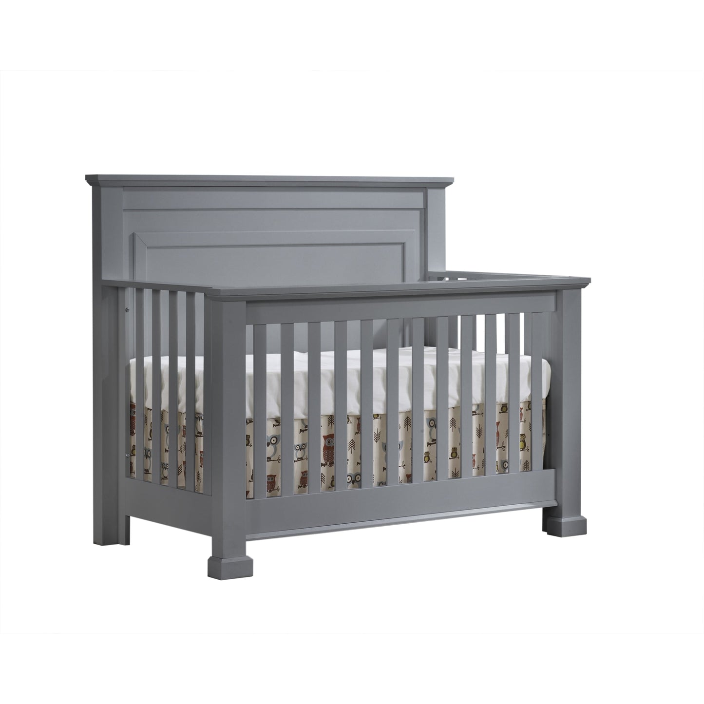 Natart Taylor 5-in-1 Convertible Crib with Tufted Panel, ELEPHANT GREY