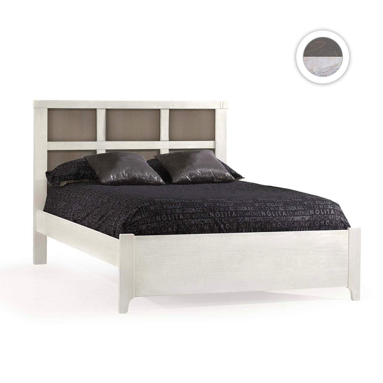 Natart Rustico Moderno Double Bed 54 in. (with low profile footboard and rails)