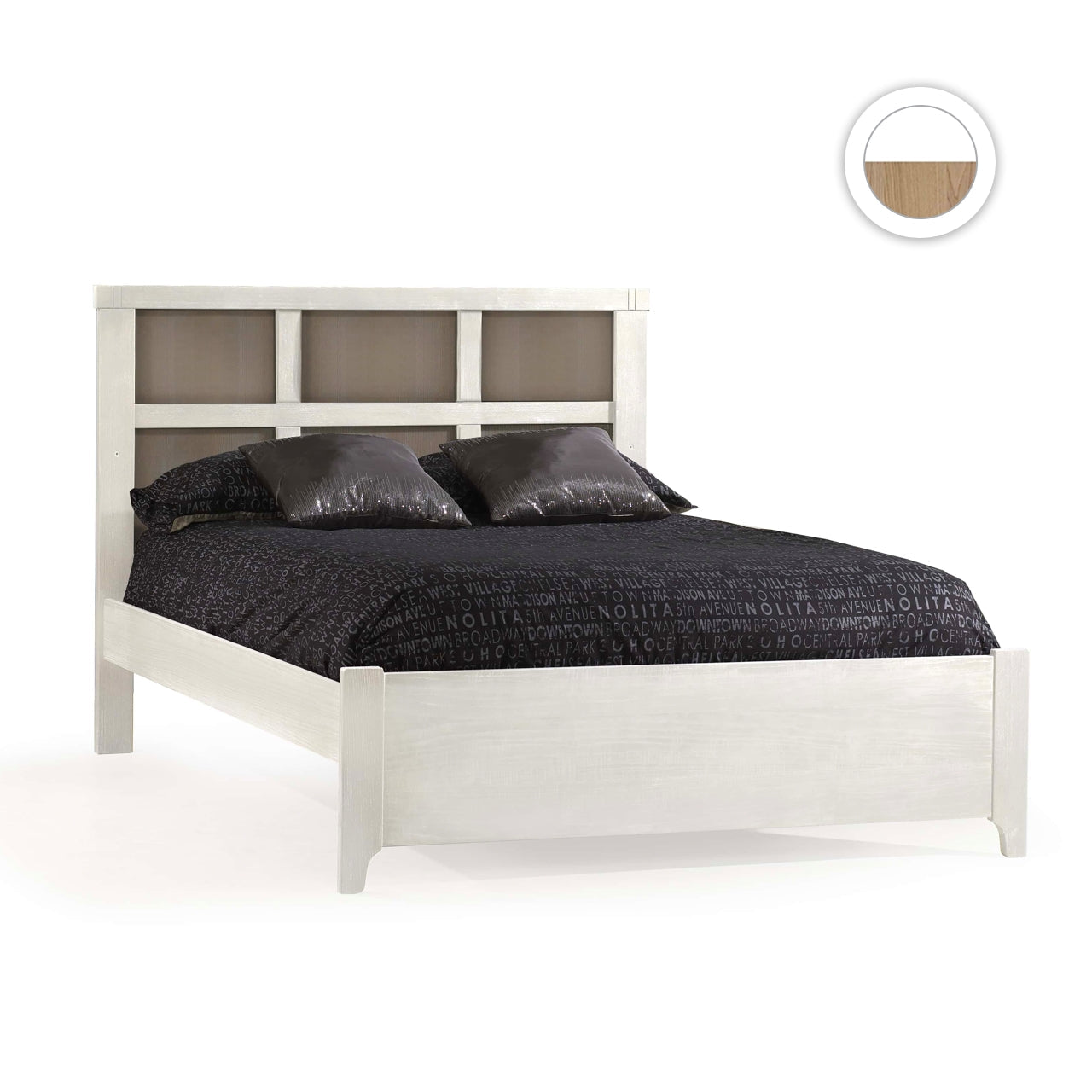 Natart Rustico Moderno Double Bed 54 in. (with low profile footboard and rails)