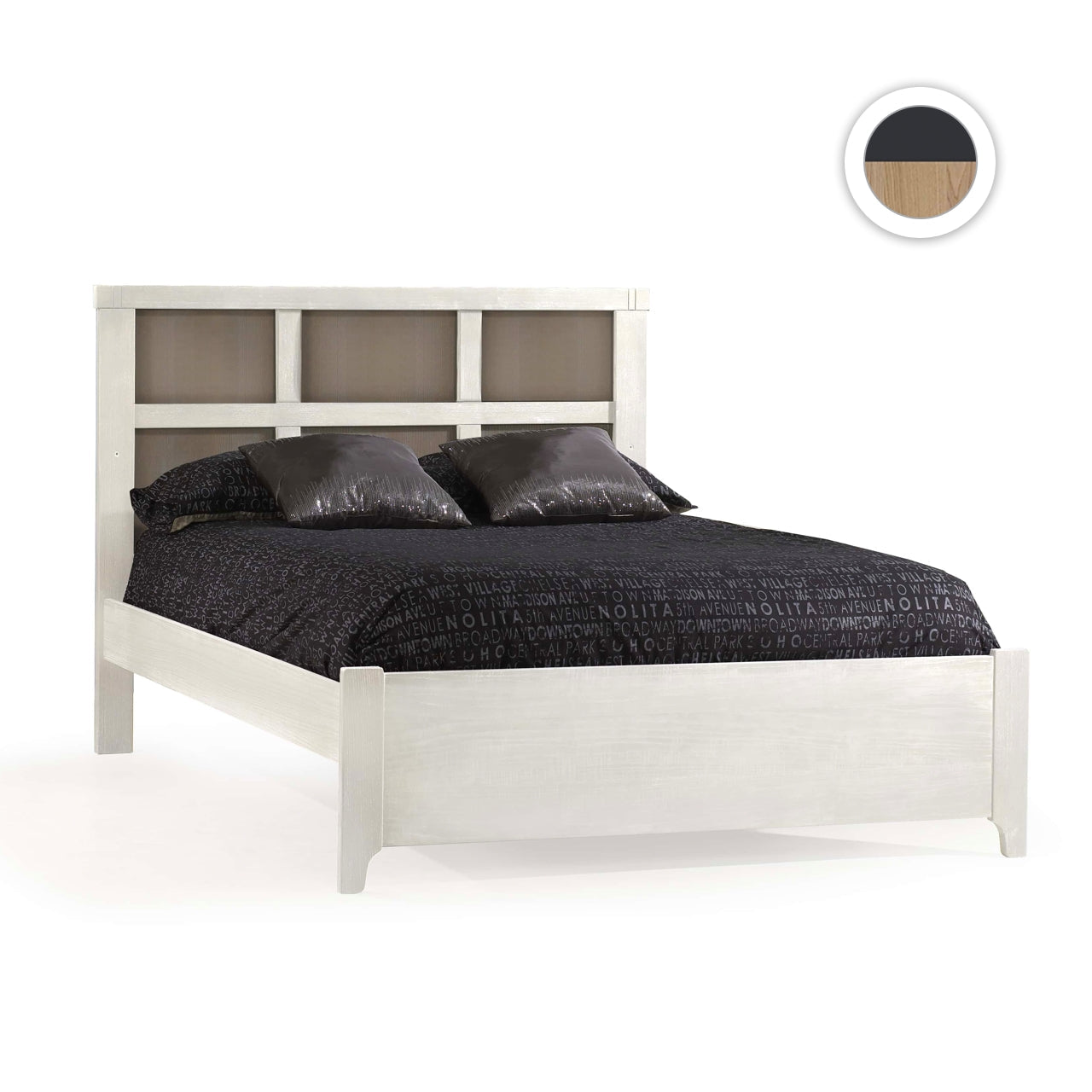 Natart Rustico Moderno Double Bed 54 in. (with low profile footboard and rails)
