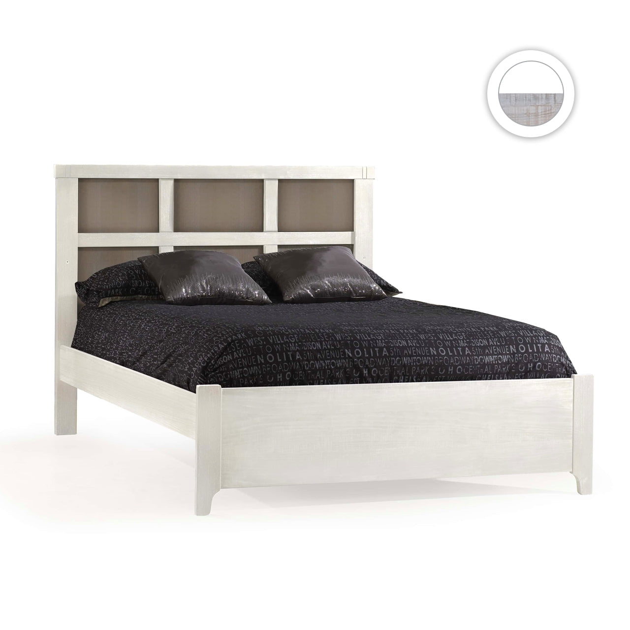 Natart Rustico Moderno Double Bed 54 in. (with low profile footboard and rails)