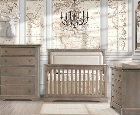 Natart Ithaca 5-in-1 Convertible Crib with Upholstered Talc Panel