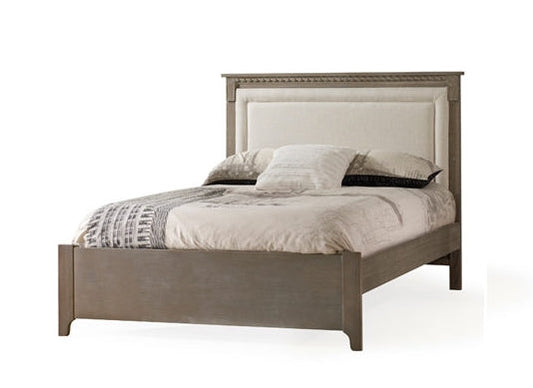 Natart Ithaca Double Bed 54 in. (with low profile footboard, rails, and upholstered Talc panel)