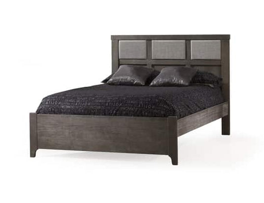 Natart Rustico Double Bed 54 in. (with low profile footboard, rails, and upholstered Fog panel)