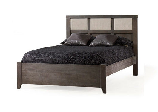 Natart Rustico Double Bed 54 in. (with low profile footboard, rails, and upholstered Talc panel)