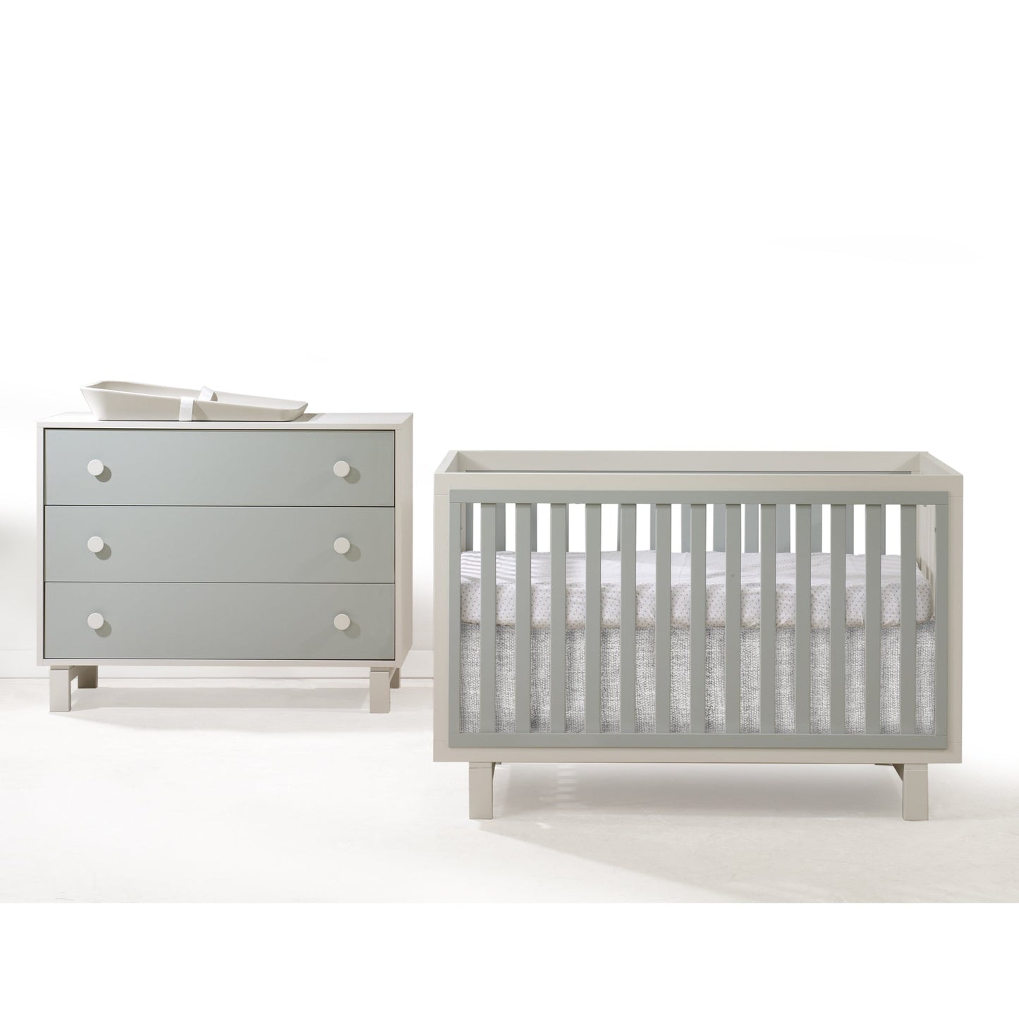 Tulip Bjorn Classic Crib and 3 Drawer Dresser XL, Latte/Sage