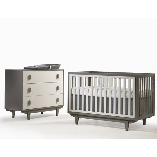 Tulip Tate Classic Crib and 3 Drawer Dresser XL, Taupe/Latte