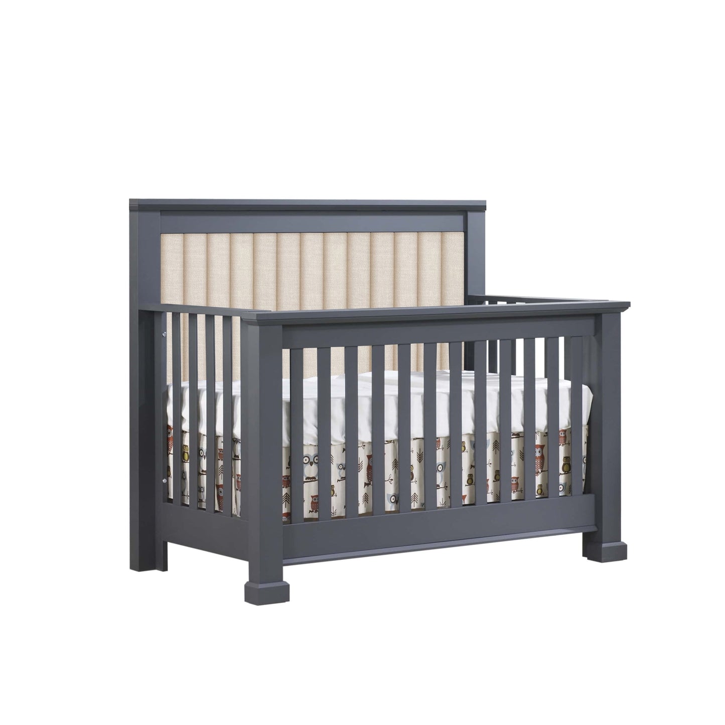 Natart Taylor 5-in-1 Convertible Crib with Tufted Panel, GRAPHITE