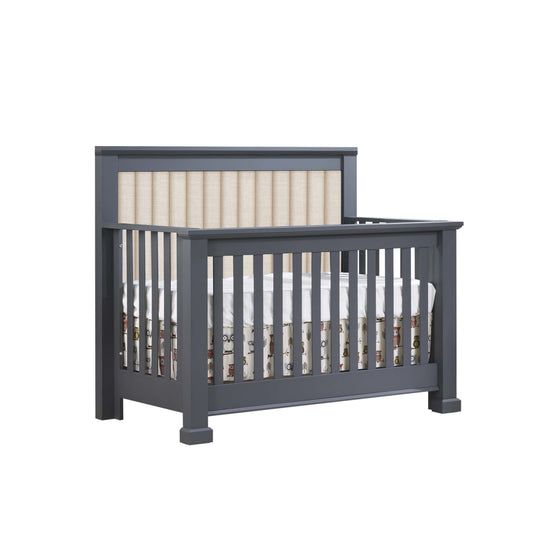 Natart Taylor 5-in-1 Convertible Crib with Tufted Panel, GRAPHITE