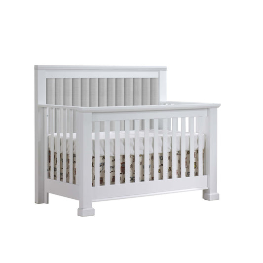 Natart Taylor 5-in-1 Convertible Crib with Tufted Panel, WHITE